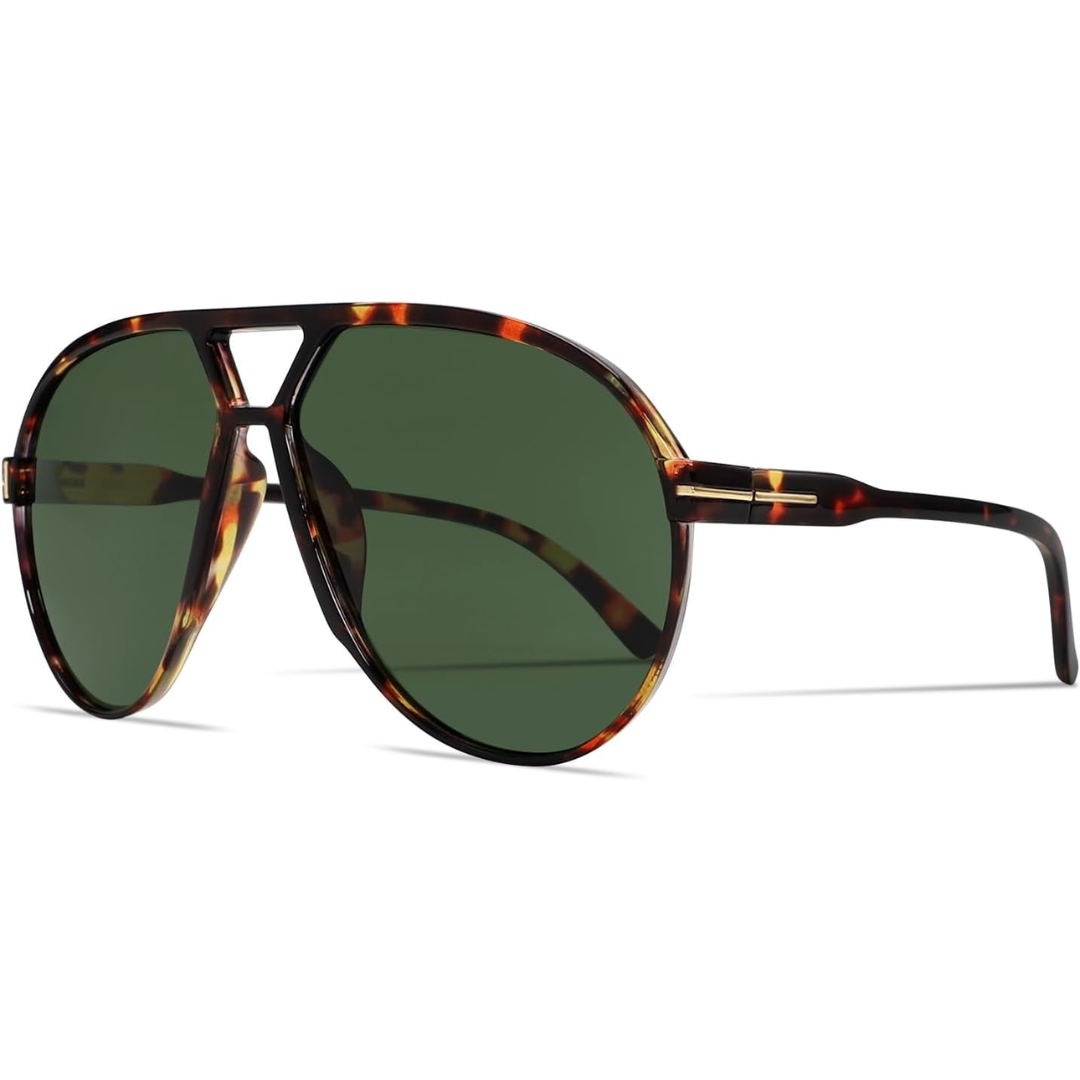 Sophisticated oversized aviator sunglasses, a timeless retro accessory for chic women's fashion.