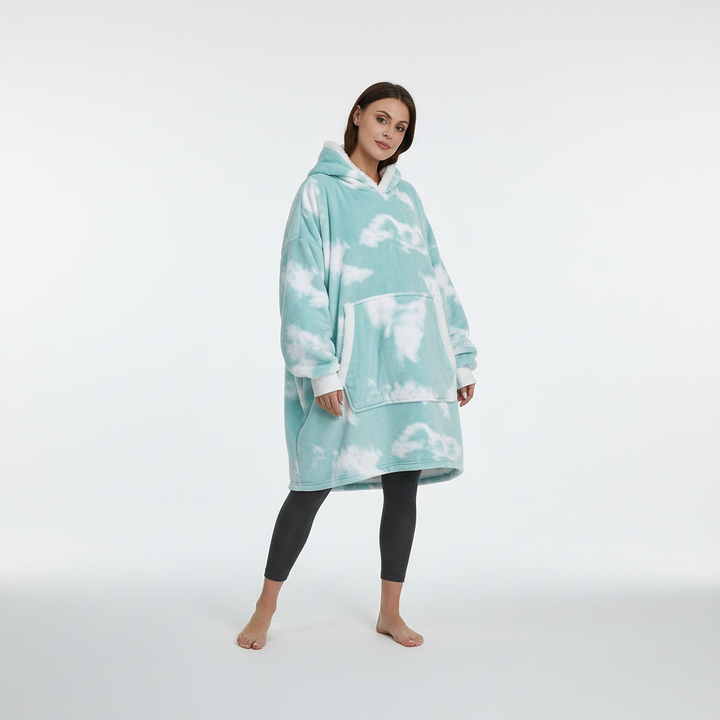 Detail of elastic cuffs on a SnuggleBlanket, ensuring warmth and snug fit for loungewear