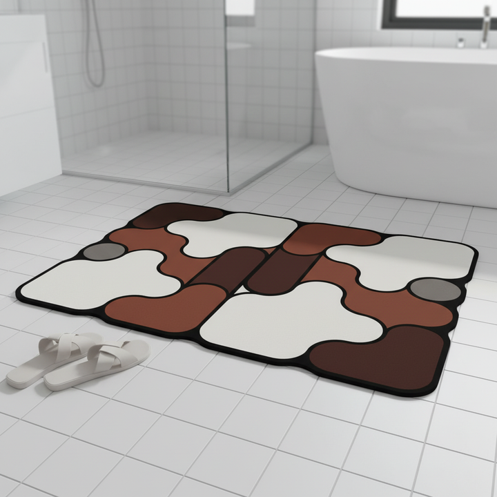 Unisex padded knitted diatomaceous earth bath mat, soft, absorbent, quick-dry bathroom decor