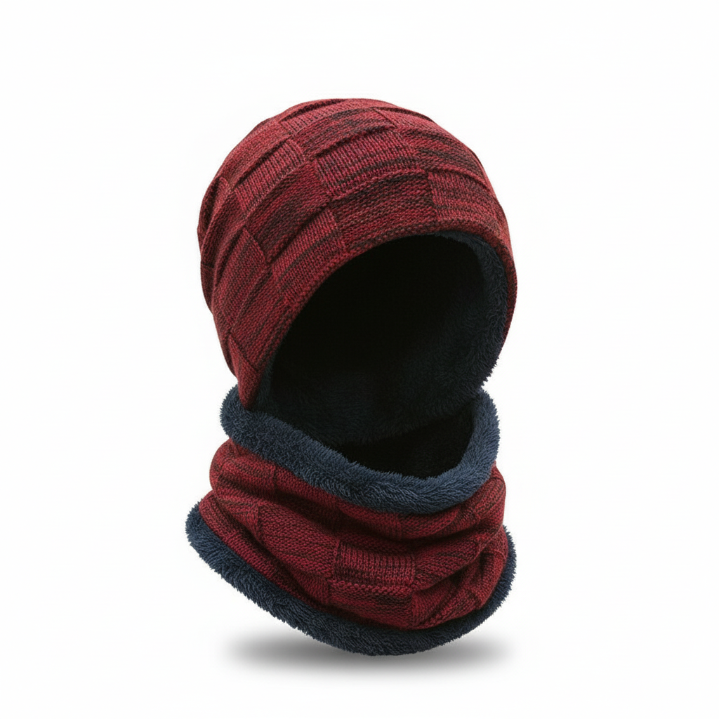 Detail shot of the soft cotton blend fabric of the Pascal knit unisex winter scarf.