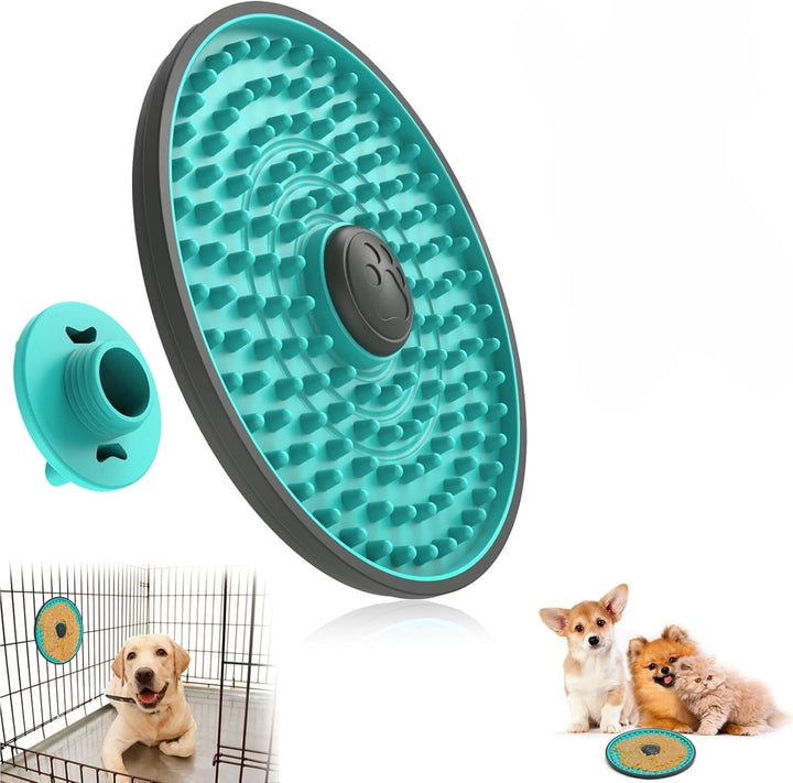 Unisex Pet Slow Feeder Lick Mat for dogs, aiding in anxiety relief and pet enrichment, orange color