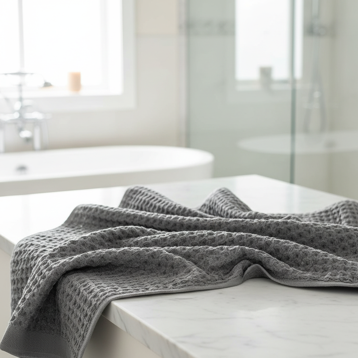 Unisex Pima cotton waffle towel, ultra-soft FreshWrap for luxurious quick-dry bathing