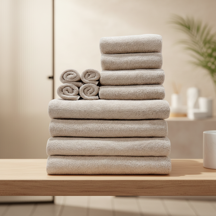 Unisex plush coral fleece bath towel set, CozyTowels, soft, quick-dry, absorbent, ideal for home spa