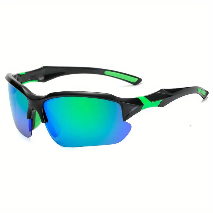 Wrap-around design sports sunglasses with polarized lenses for cycling & triathlon athletes.