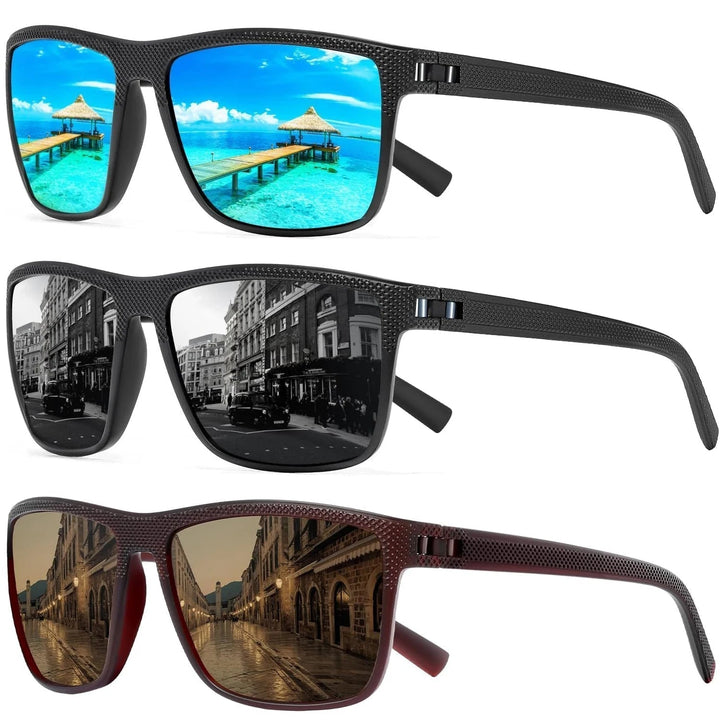 Polarized eyewear 3-pack, perfect for fishing, travel & driving. Provides UV400 eye protection & reduces glare.
