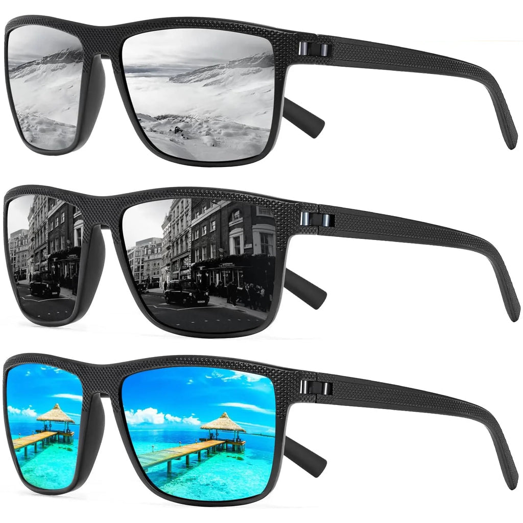 Essential polarized UV400 sunglasses 3-pack. Ultimate eye protection & glare reduction for outdoor adventures.