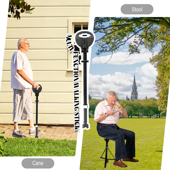 Unisex Portable Foldable Walking Cane with Seat