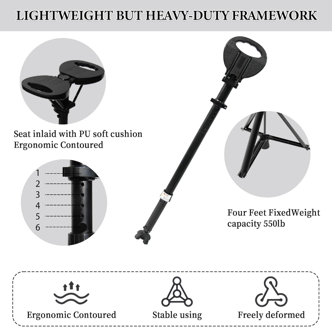 Unisex Portable Foldable Walking Cane with Seat