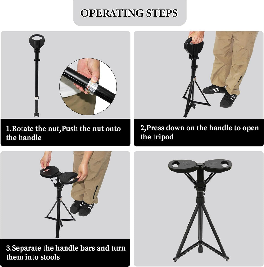 Unisex Portable Foldable Walking Cane with Seat