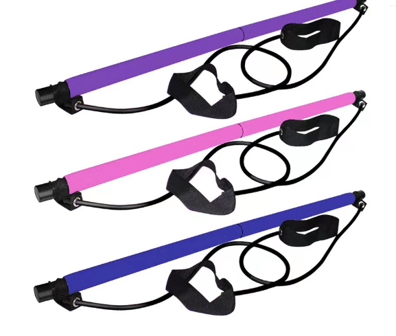 Unisex FitSculpt Pilates bar, a portable solution for comprehensive home workouts, targeting muscle toning.