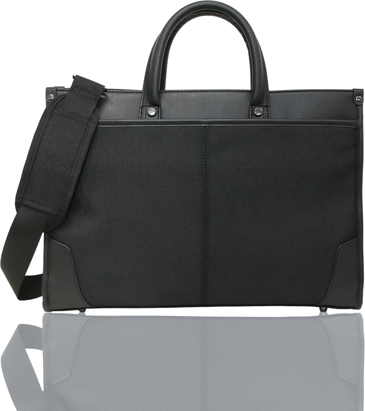 Unisex professional 2-way business briefcase with organized storage, black exterior