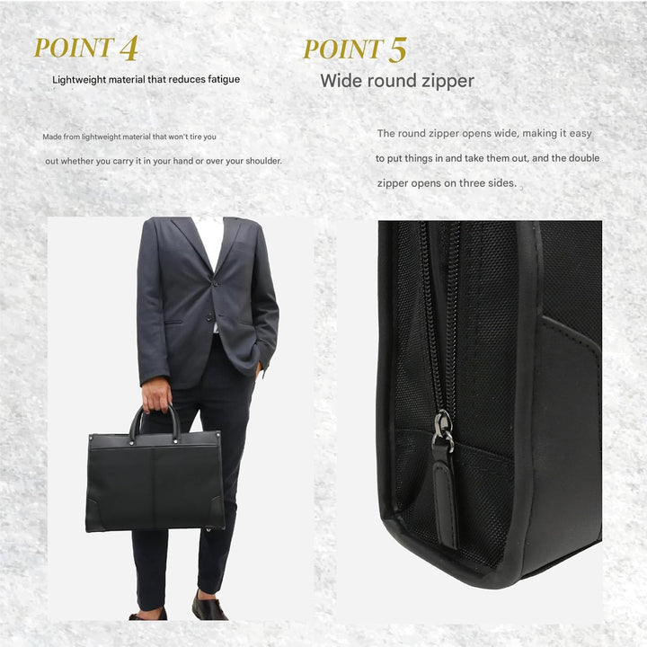 Ergonomic unisex business briefcase, shoulder bag and laptop bag functionality