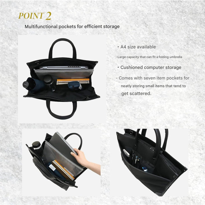 Professional synthetic leather laptop briefcase; 2-way design for business, work & travel with ample storage.