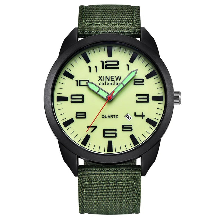 Sleek black unisex quartz watch featuring a luminous dial, date window, and durable metal strap.