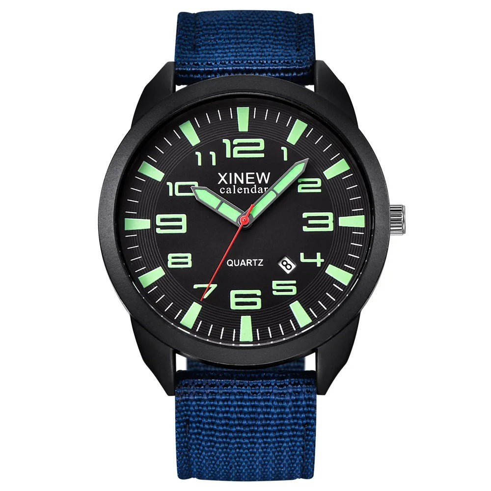 Modern unisex quartz watch with a bright luminous dial, date display, and sturdy metal band. Elegant accessory.