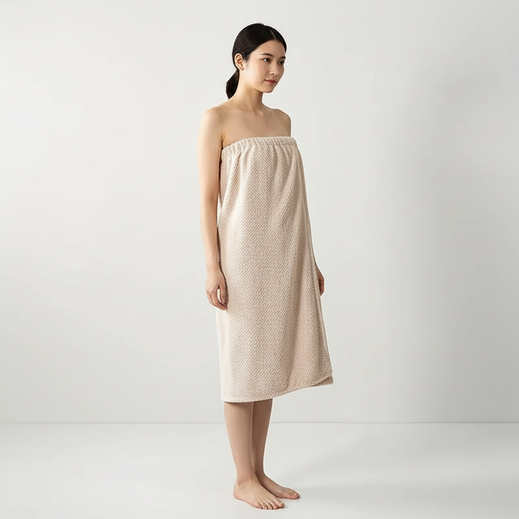 Elegant quick-dry spa bathrobe, soft and comfortable loungewear for home.