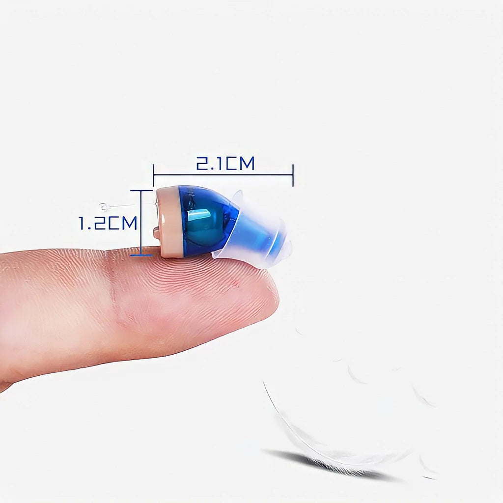 Unisex rechargeable hearing aid with noise cancelling for comfortable, clear hearing. Discreet ear device.