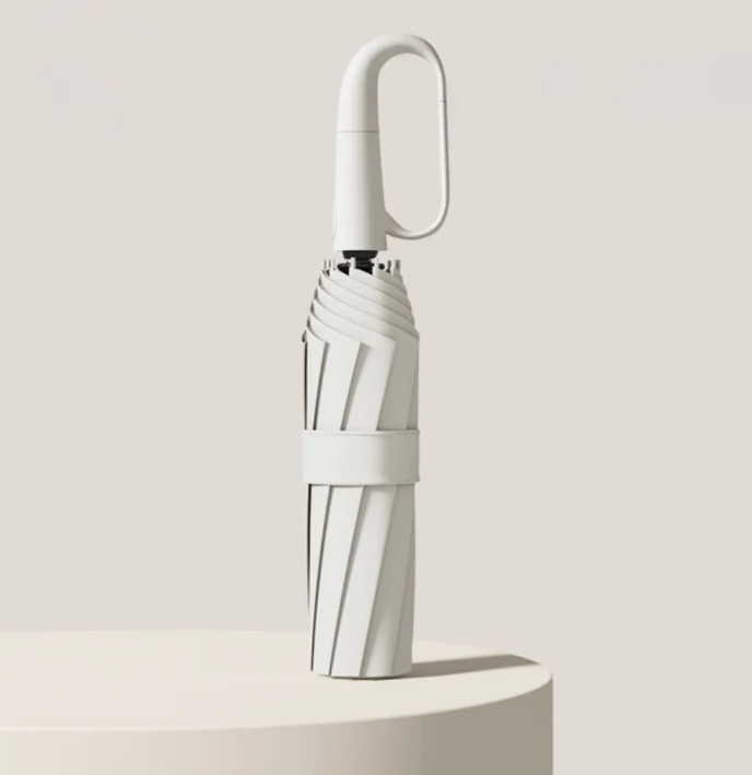 Detail of windproof frame on AeroGlow reflective umbrella