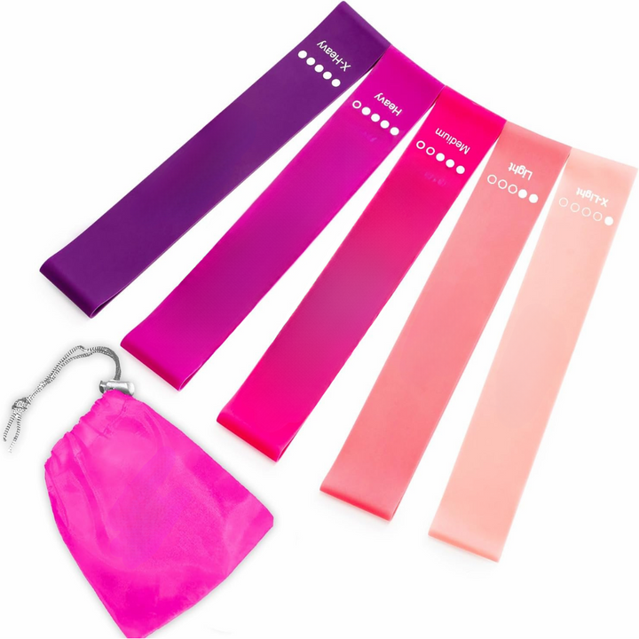 Multi-functional resistance bands, 5 levels for strength training, yoga, and physical therapy exercises.