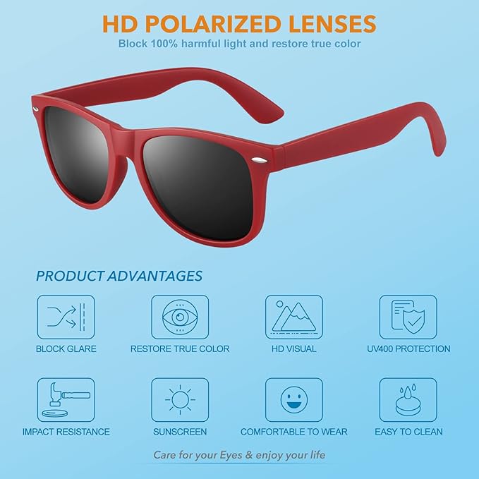 Stack of multiple unisex retro polarized sunglasses in various colors, emphasizing collection
