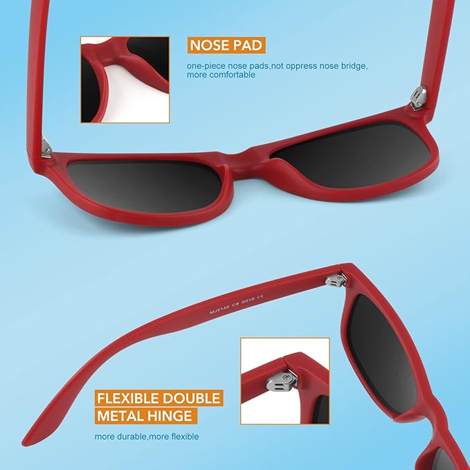 Unisex retro polarized sunglasses with hard case, protecting them from scratches and damage