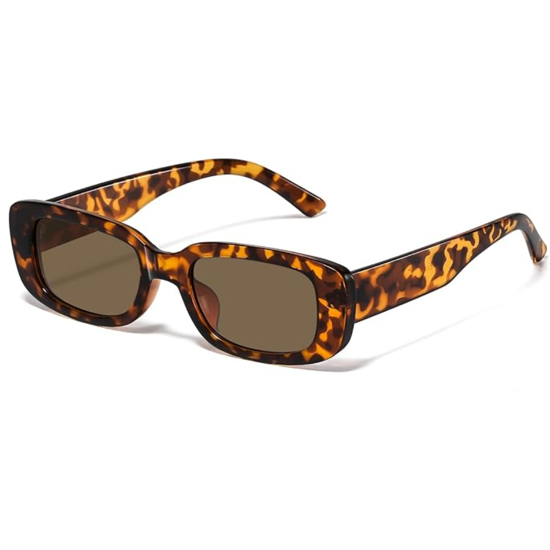 Unisex retro rectangular Y2K sunglasses in black, a vintage fashion accessory with UV400 protection.