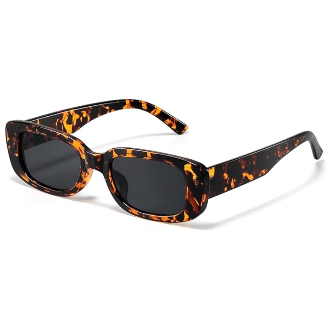 Fashionable rectangular Y2K sunglasses for men and women, featuring a retro design and UV400 lenses.