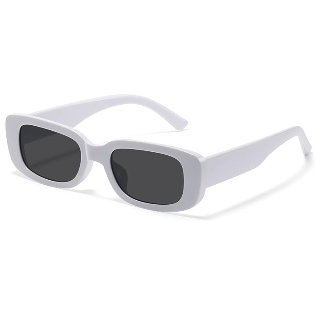 Front view of vintage rectangular Y2K sunglasses, a must-have accessory for a fashionable look.