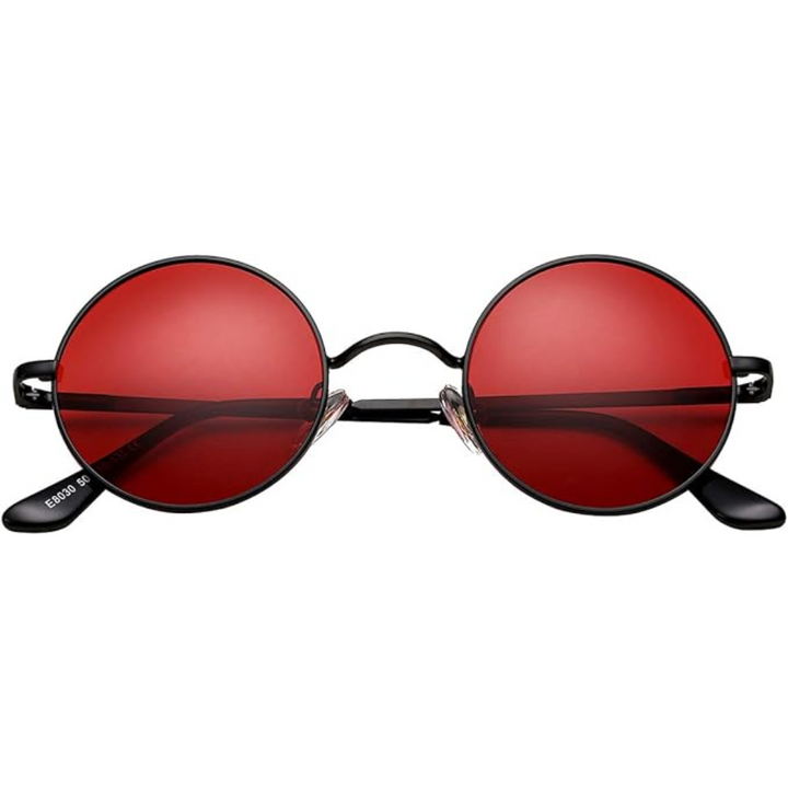 Unisex retro round sunglasses, black frame, clear view polarized lenses, essential UV protection eyewear
