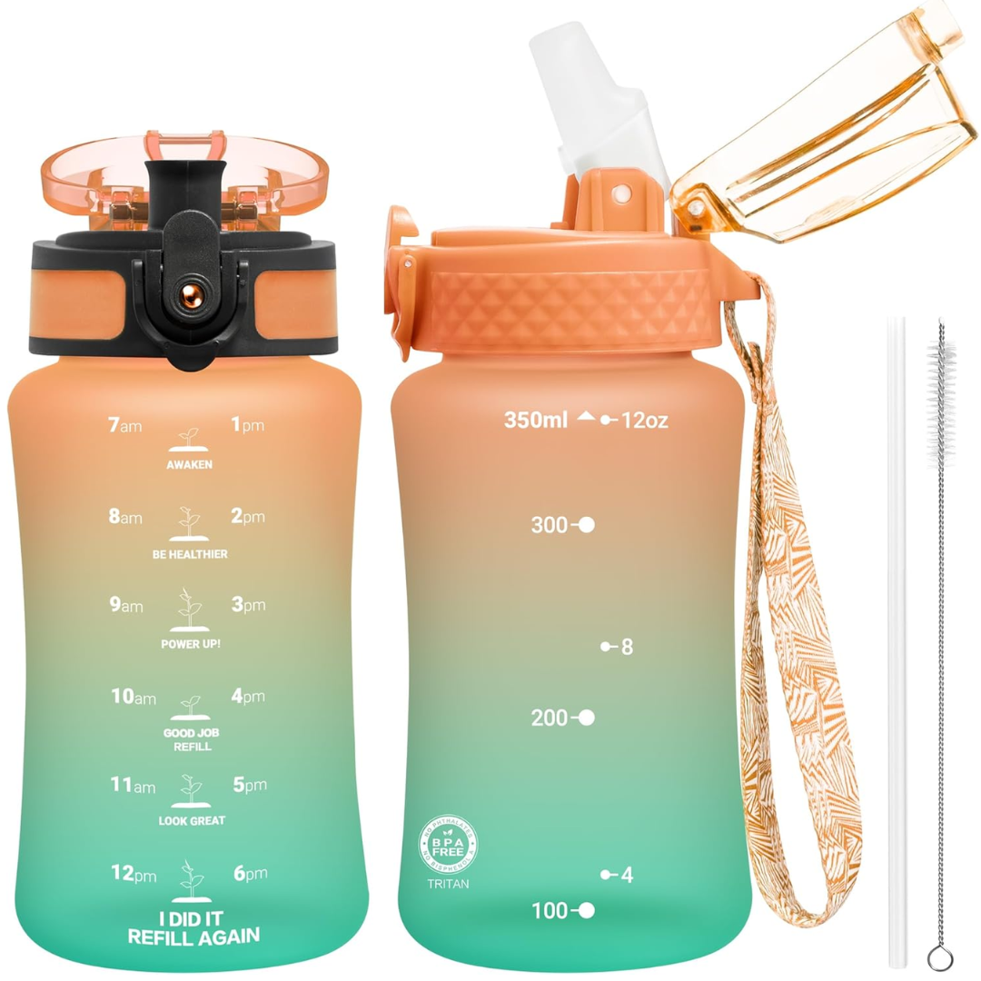 Outdoor gear: Durable Tritan water bottle with straw & chug lids. Essential for hiking and camping.