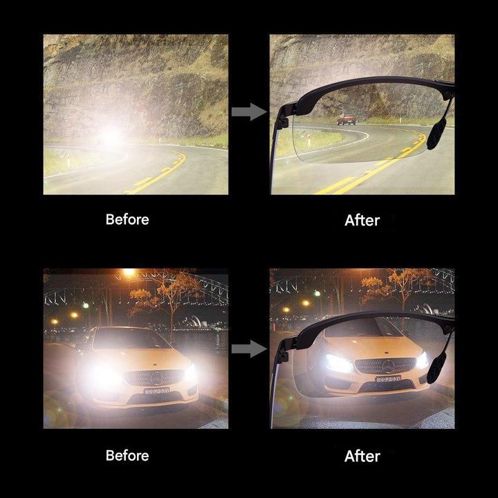 Nils unisex self-tinting polarized photochromic glasses. Adaptive anti-glare lenses for day & night clarity, UV protection.