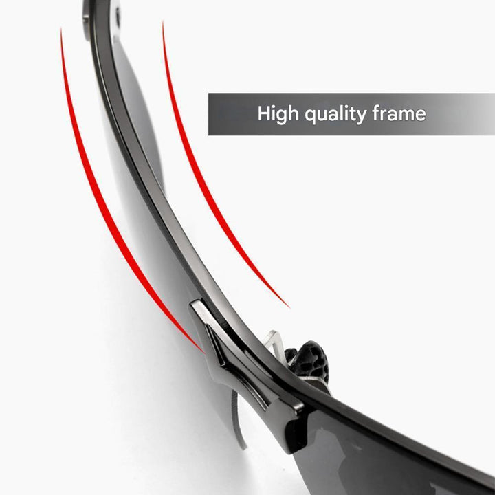 Stylish Nils unisex adaptive glasses. Self-tinting polarized photochromic lenses for day/night clarity & UV protection.