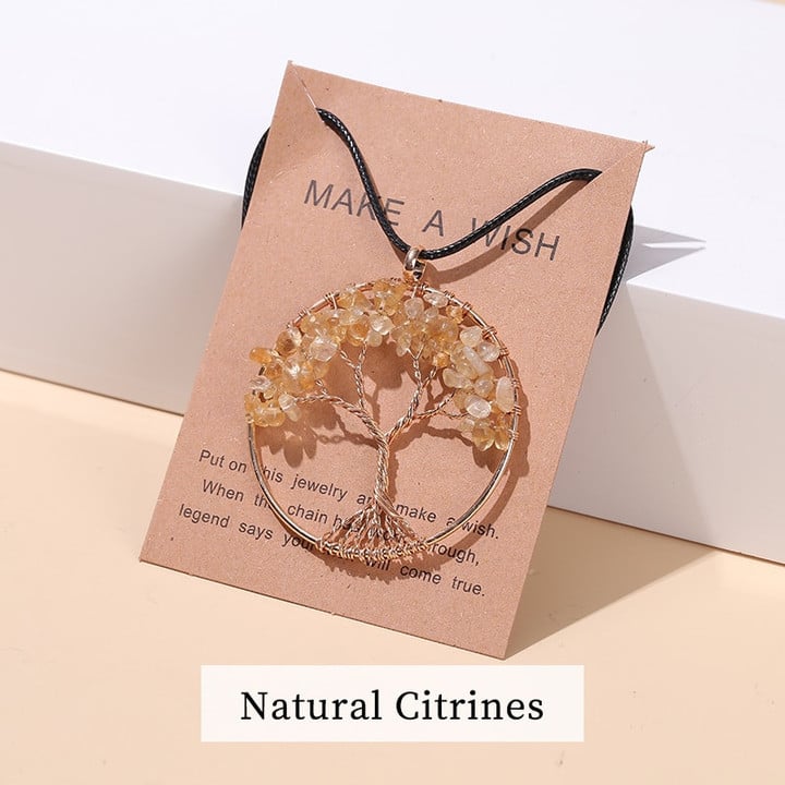 Unique Seven Chakras Tree of Life necklace. Unisex spiritual jewelry for well-being.