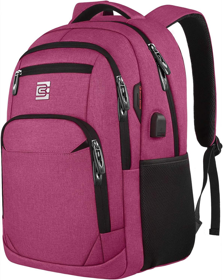 Slim anti-theft laptop bag, waterproof fabric, USB charging port, professional look.