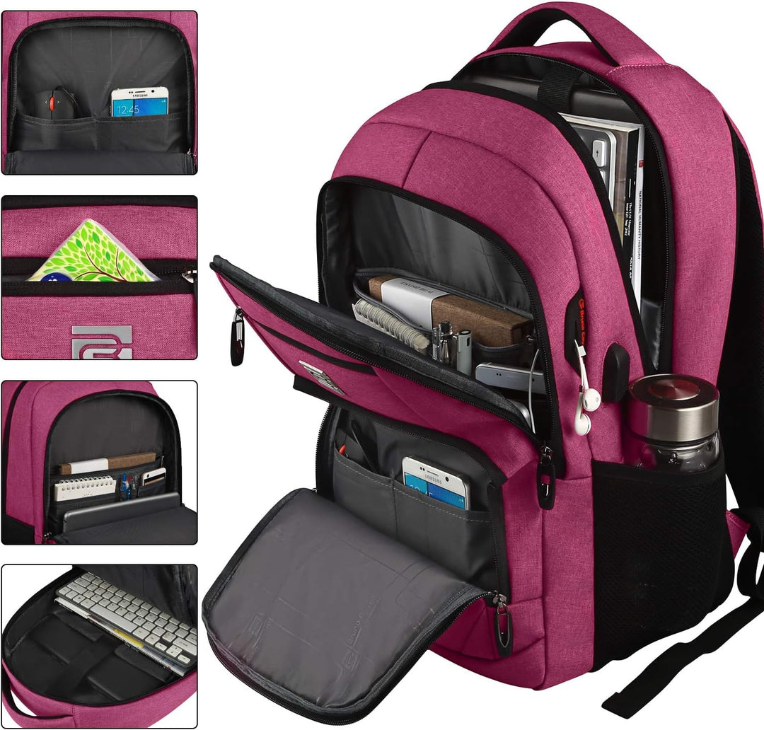 Modern anti-theft school backpack, USB charging for phones, dedicated laptop sleeve.