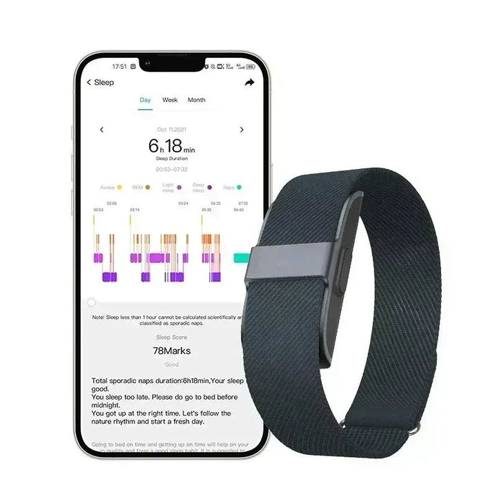 Unisex slim smart health tracker bracelet, black, continuously monitoring heart rate, blood pressure, oxygen, and activity.