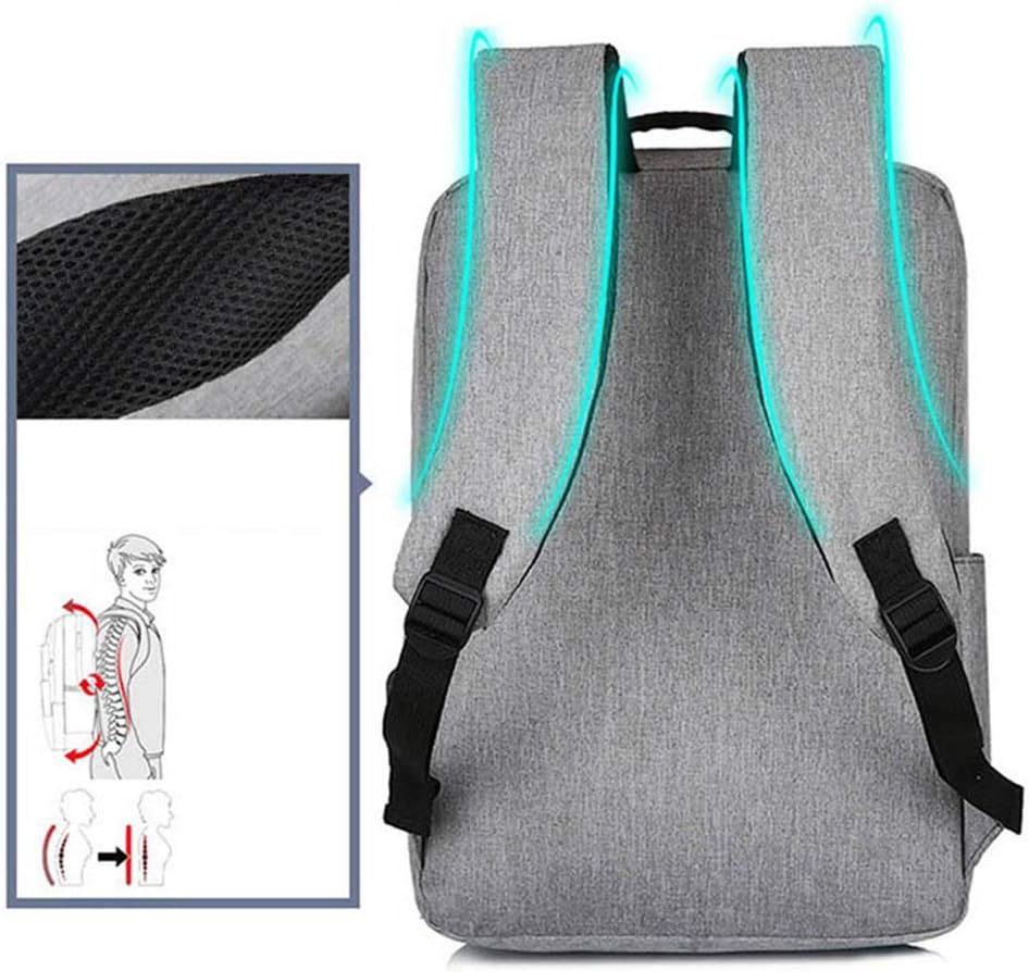 A person easily plugging a phone into the USB port of the slim waterproof laptop backpack, illustrating charging on-the-go