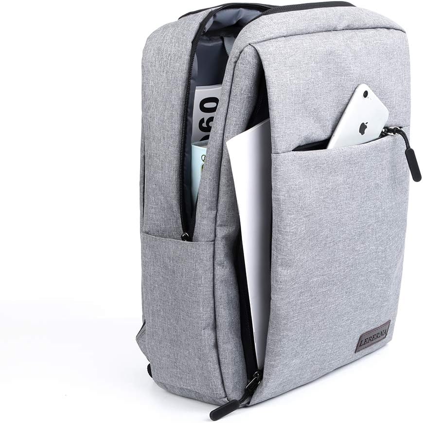 Multiple slim waterproof laptop backpacks lined up, displaying various colors like black, gray, and blue for unisex appeal