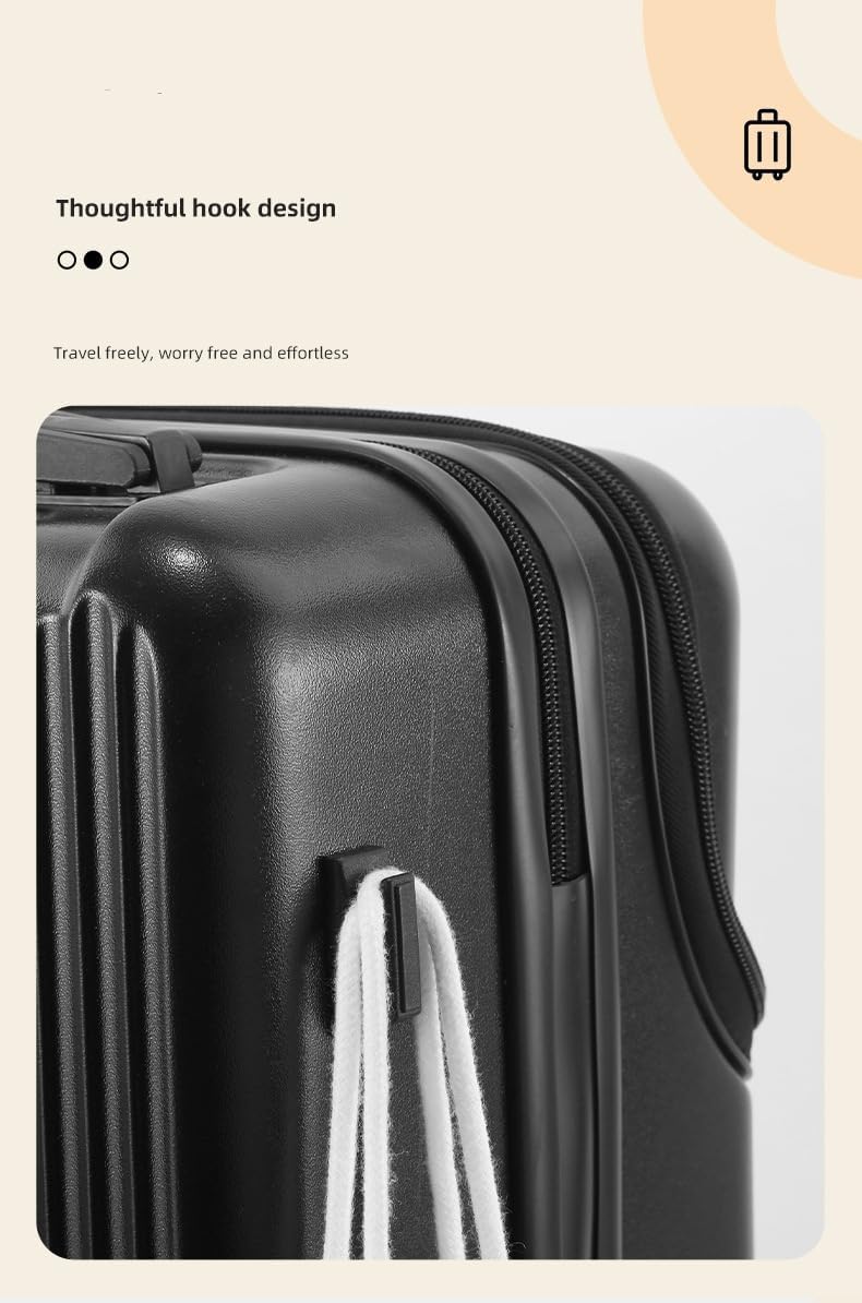 Back view of hardshell unisex smart carry-on luggage, showing telescopic handle fully extended