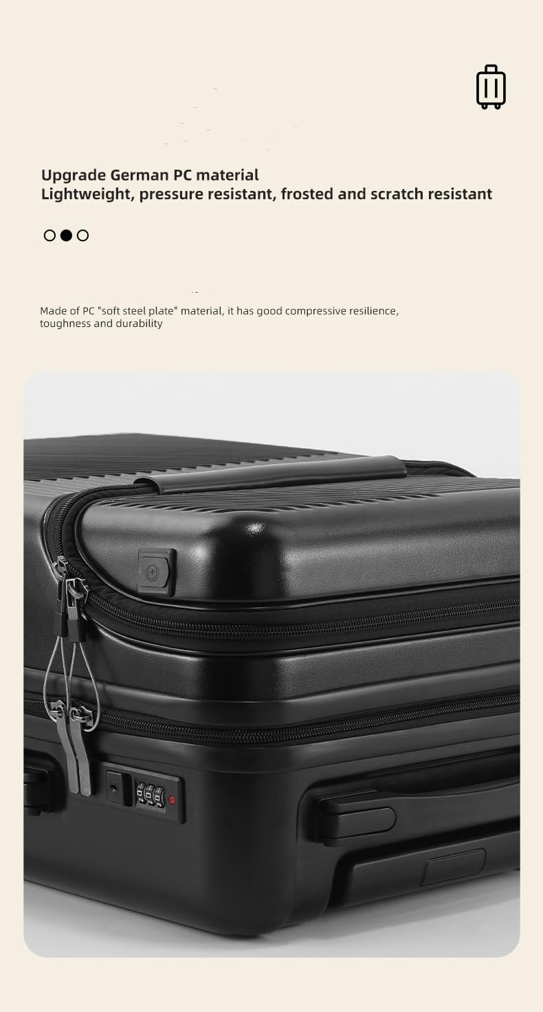 Set of two unisex hardshell smart carry-on luggages in different colors, USB and cup holder