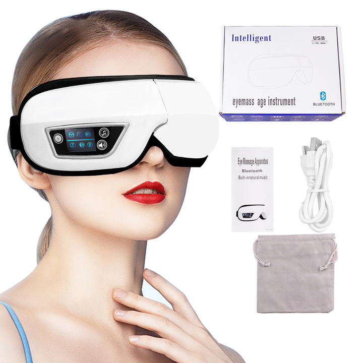 Unisex smart eye massager with heat and Bluetooth for relaxation and fatigue relief