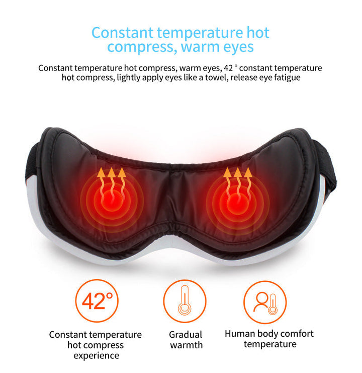 Rechargeable eye massager providing warm compression and gentle massage benefits