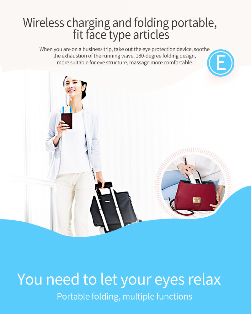 Unisex smart eye massager, designed for relaxation with integrated music via Bluetooth