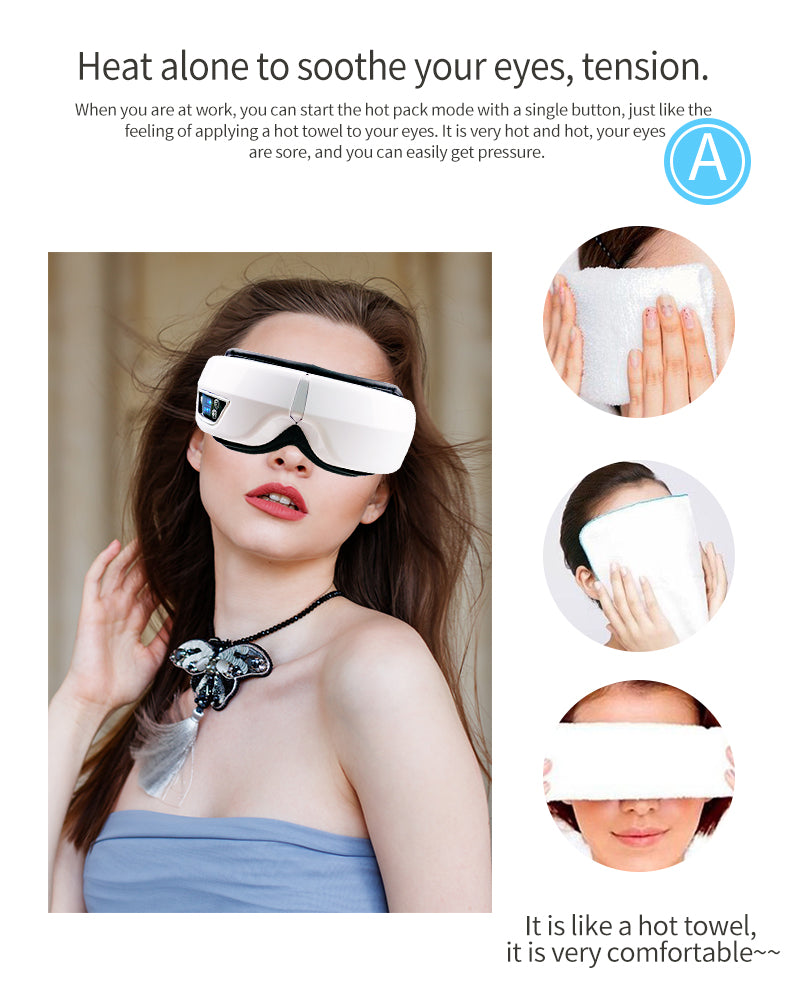 Smart eye massager, combining heat and vibration for ultimate relaxation and comfort