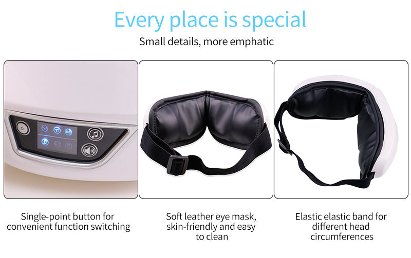 Rechargeable unisex eye massager, offering warm compression and gentle vibration