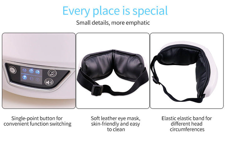 Rechargeable unisex eye massager, offering warm compression and gentle vibration