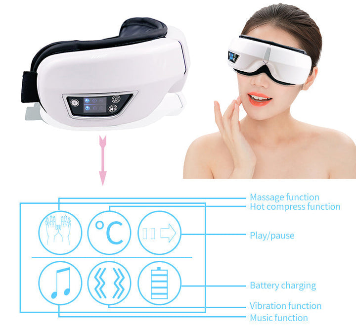 Advanced eye massager for stress relief, combining heat with Bluetooth connectivity
