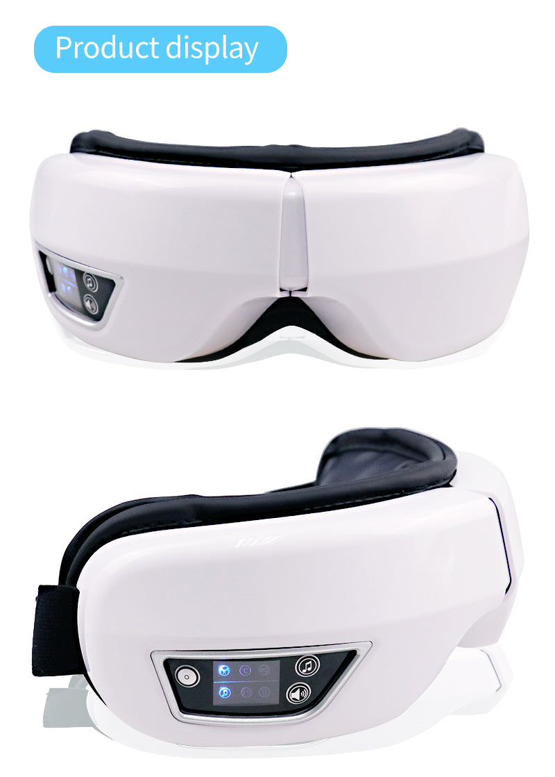 Vibrating eye massager with air pressure and heat, enhancing relaxation