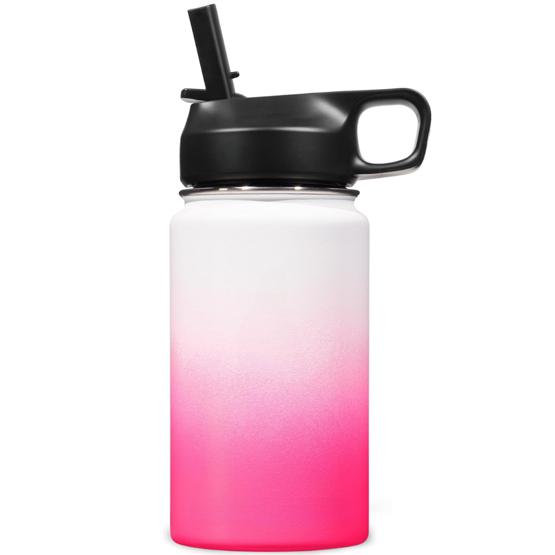 Hot & cold drink bottle: insulated stainless steel with a leak-proof straw.
