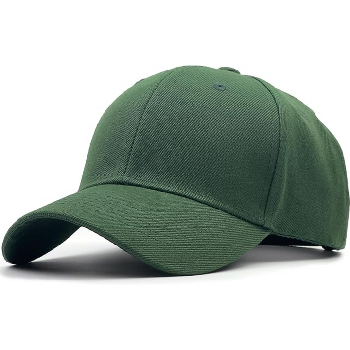 Green structured baseball cap, unisex and adjustable, excellent for sun protection and casual fashion